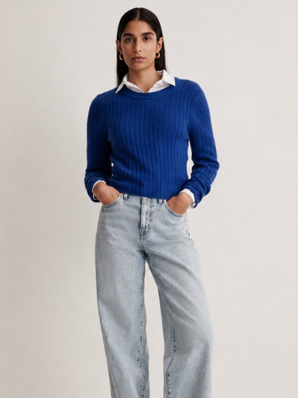 Madewell Ribbed Crewneck Wool Blend Sweater Size S